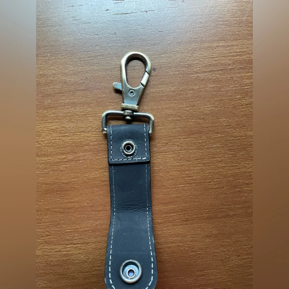 Timberland Black Leather Keychain